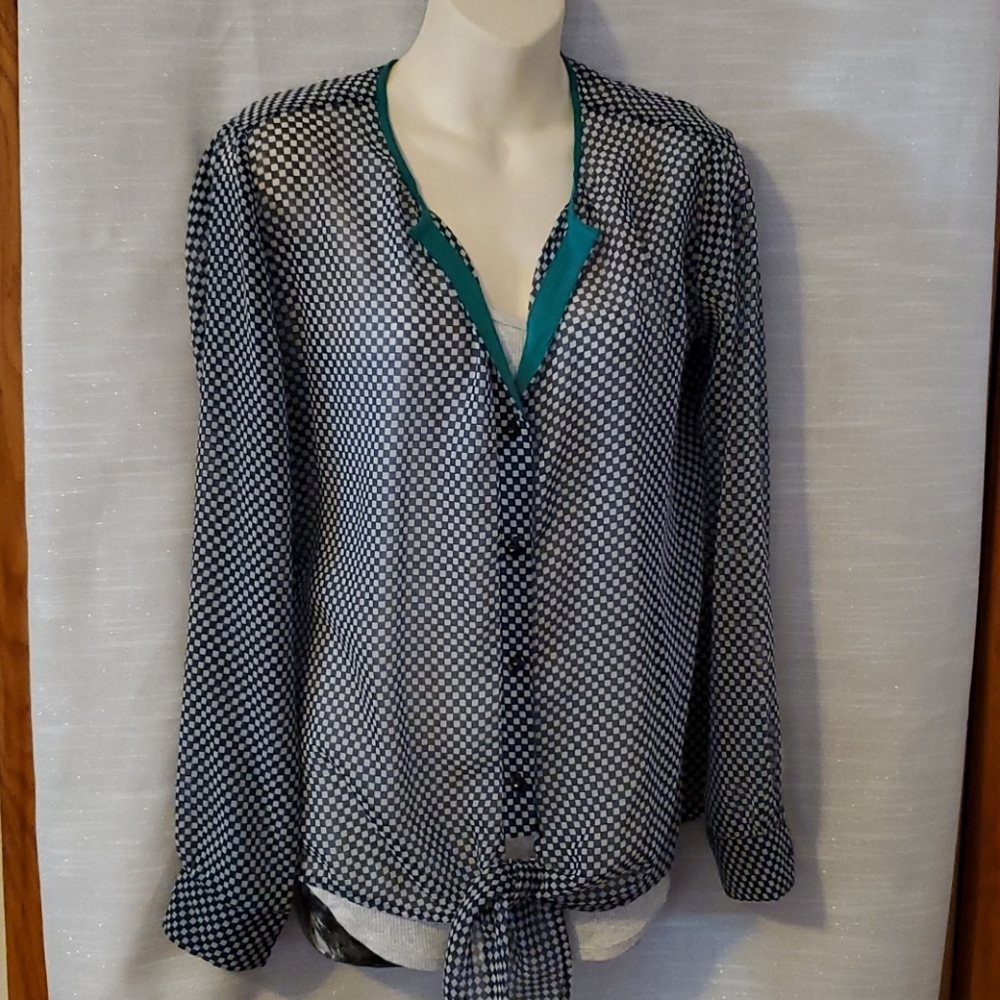 Kut from Kloth sheer tie front blouse